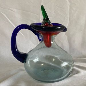 Hand Blown Glass Cruet Bottle Chili Stopper